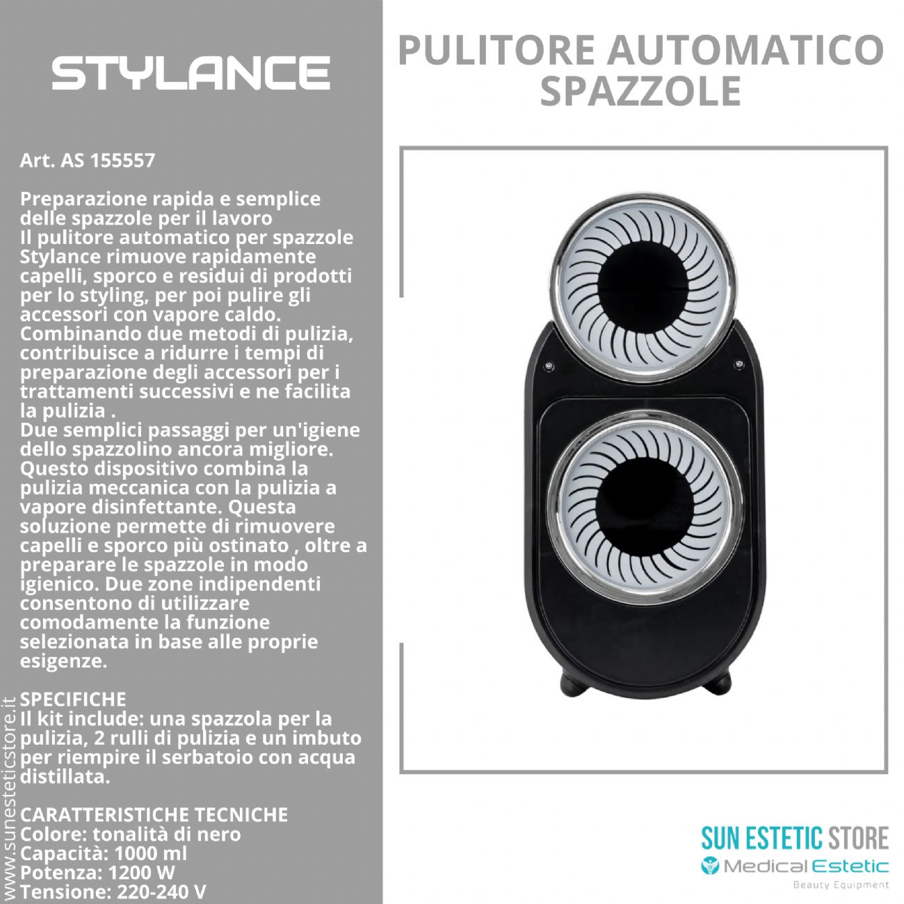 Stylance Pulitore Spazzole a Vapore per Parrucchieri