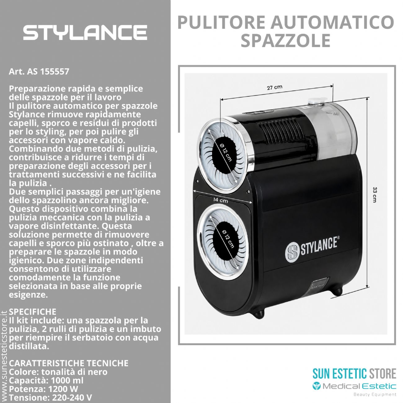 Stylance Pulitore Spazzole a Vapore per Parrucchieri
