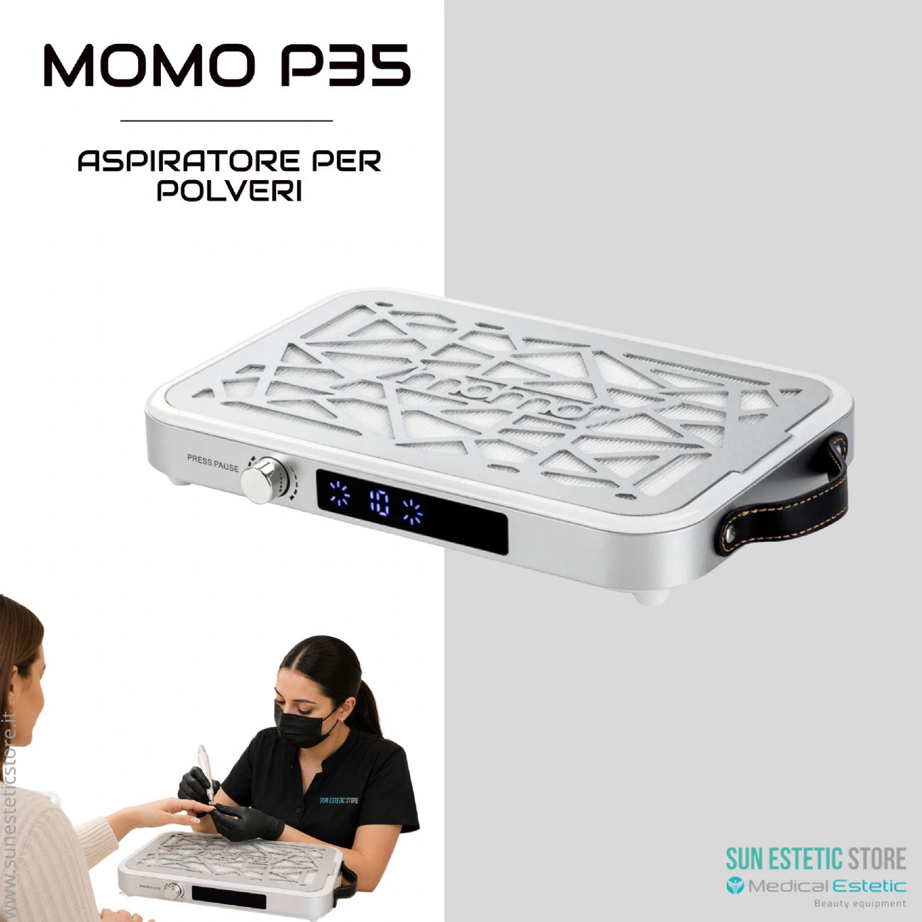 Momo P35 Aspiratore Polvere per Manicure e Pedicure