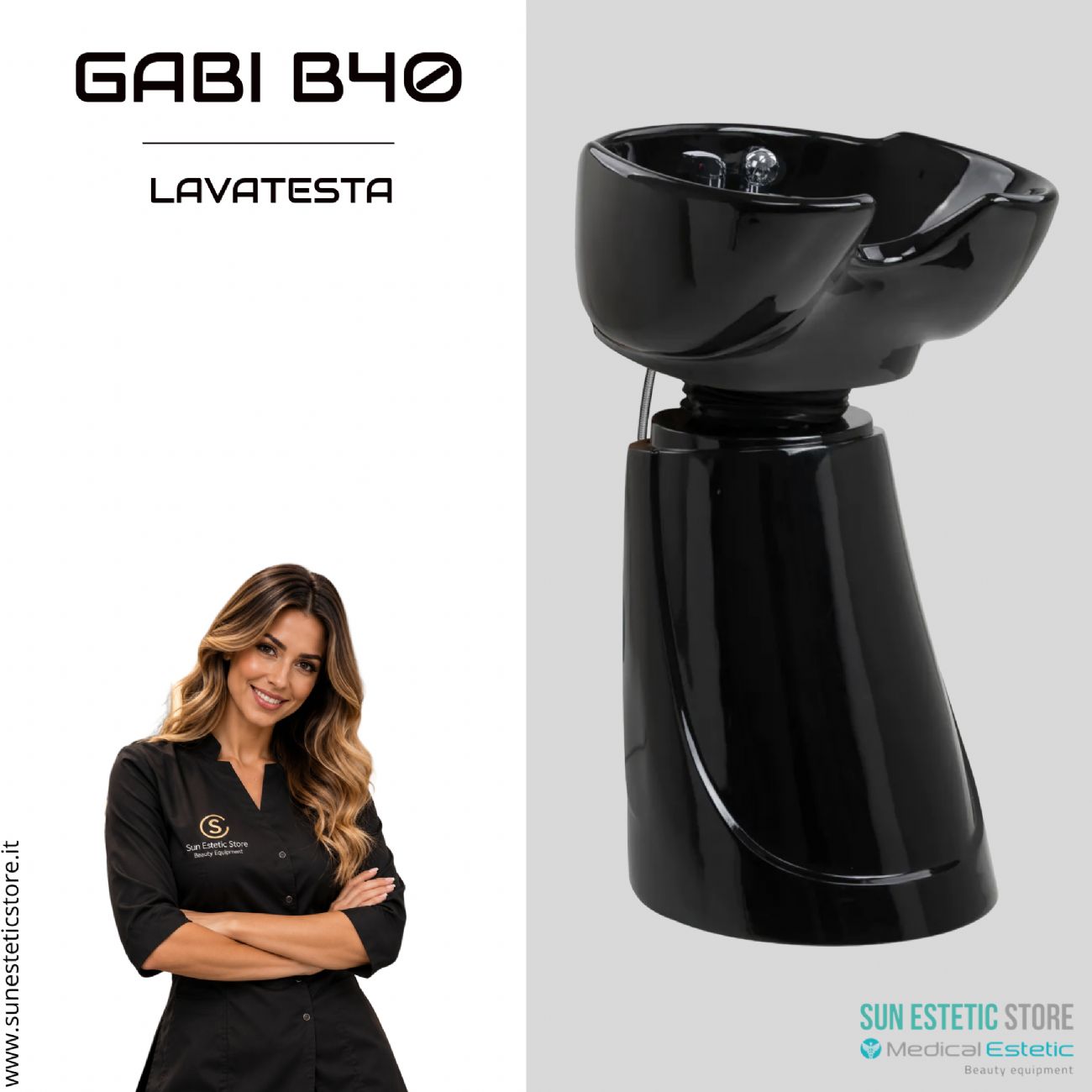Gabi B40 – Postazione Lavacapelli indipendente a Colonna Compatta per Saloni