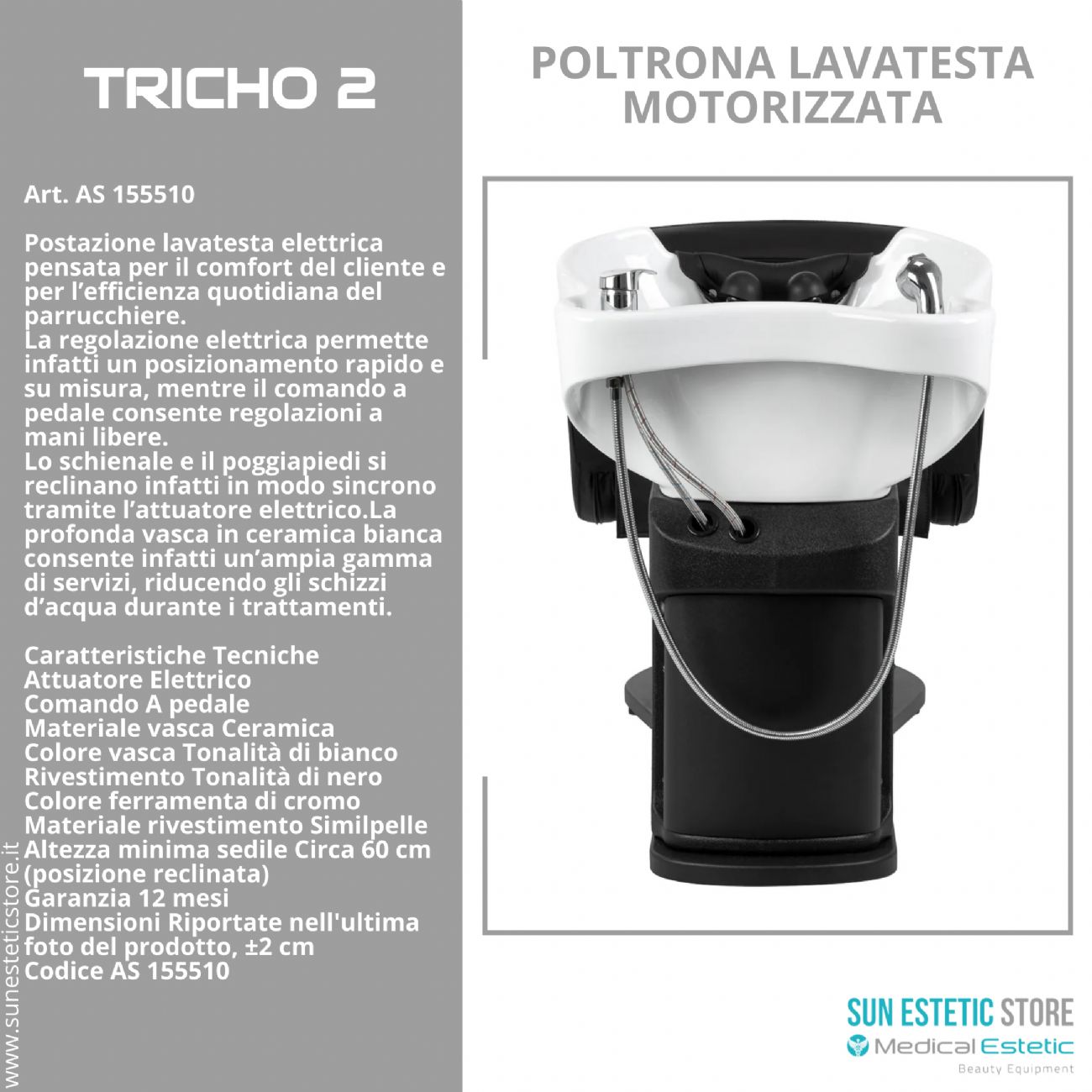 Tricho 2 poltrona lettino lavatesta massaggiante motorizzata