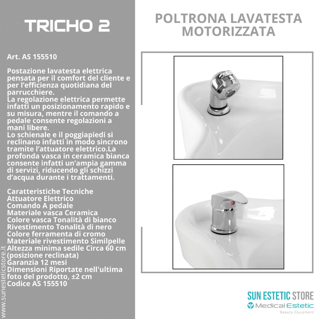 Tricho 2 poltrona lettino lavatesta massaggiante motorizzata