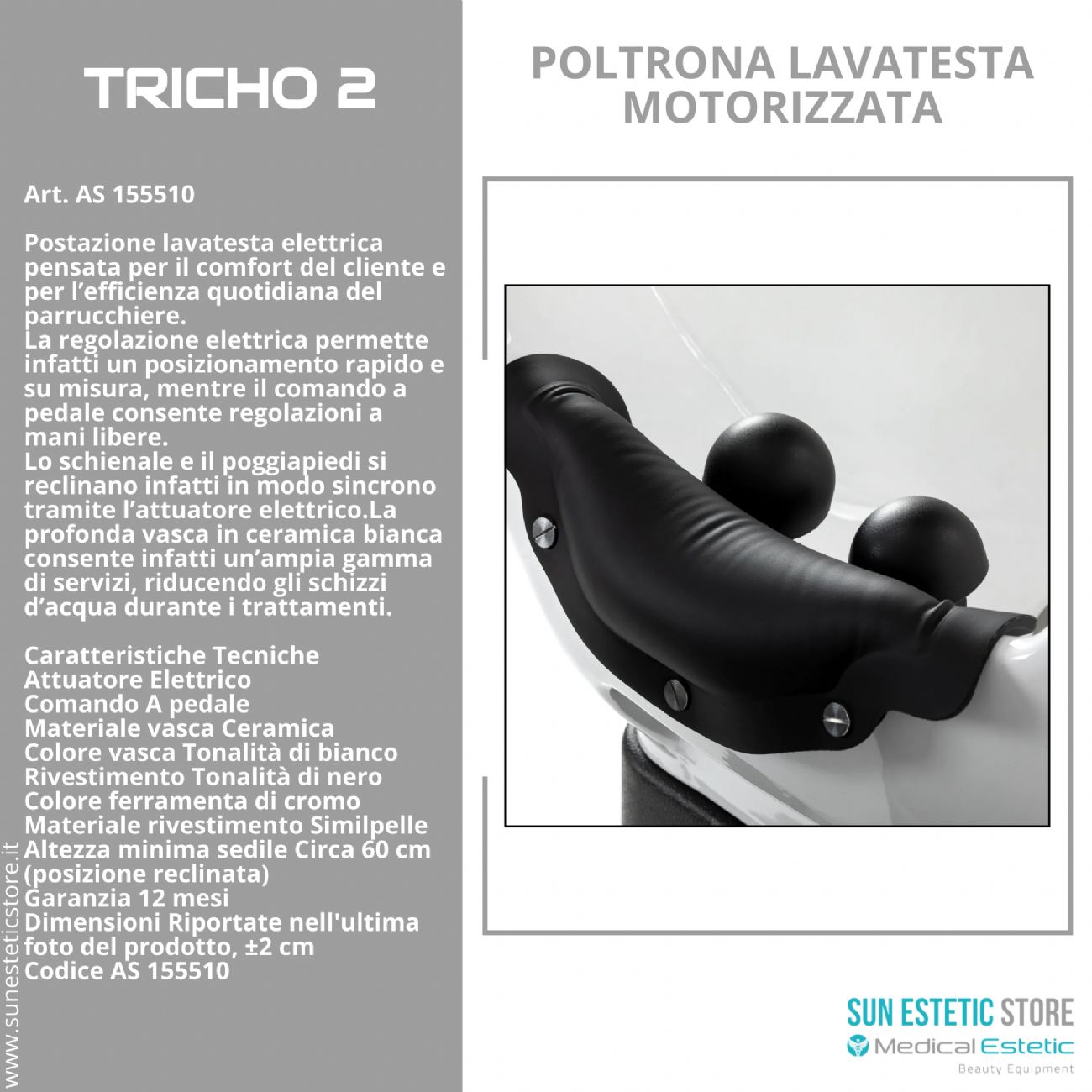 Tricho 2 poltrona lettino lavatesta massaggiante motorizzata