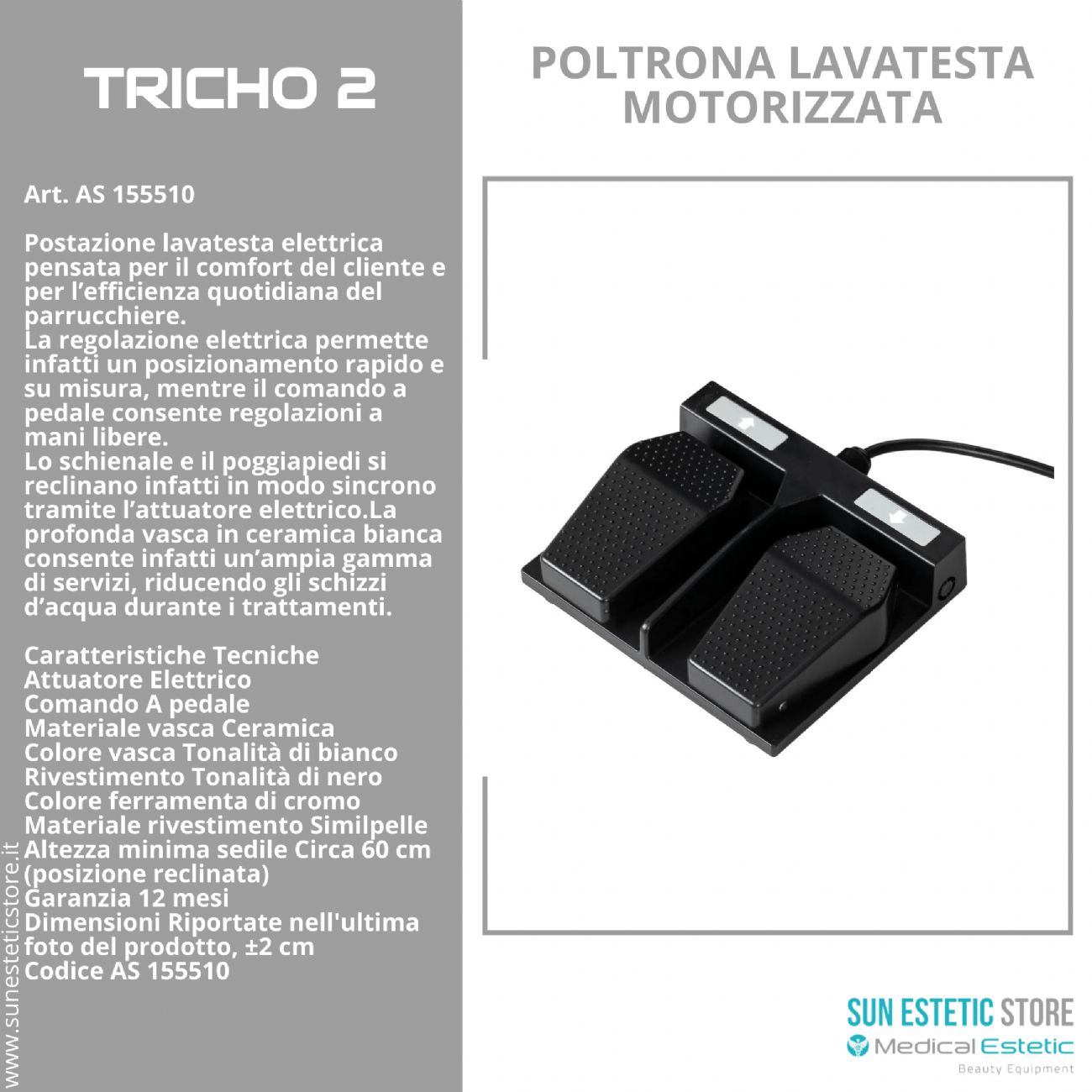 Tricho 2 poltrona lettino lavatesta massaggiante motorizzata