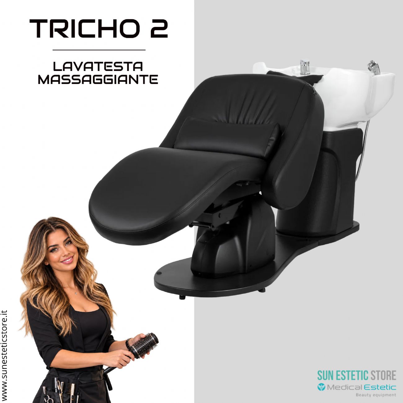 Tricho 2 poltrona lettino lavatesta massaggiante motorizzata
