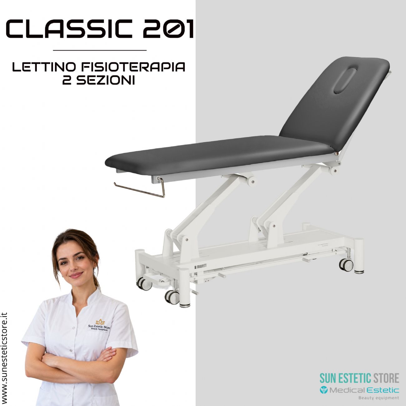 Classic 201 lettino fisioterapia 2 sezioni 1 motore con perimetrale
