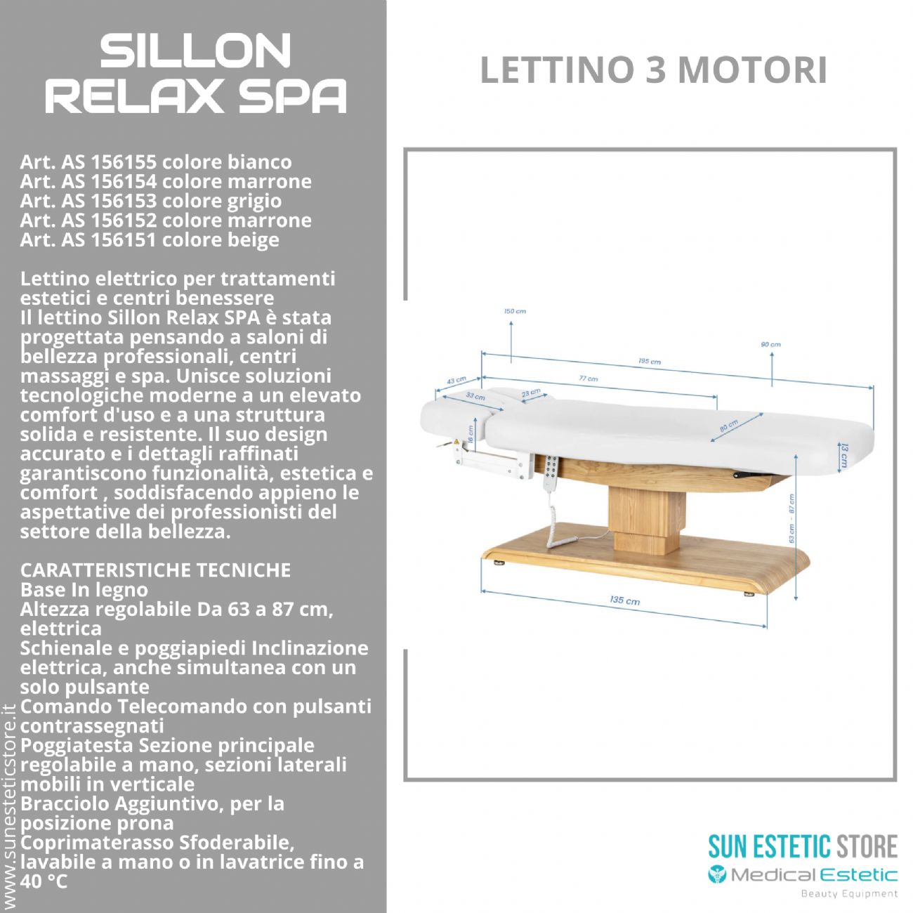 Sillon Relax Spa – Lettino Elettrico con Base in Legno Marrone Chiaro per Estetica e SPA