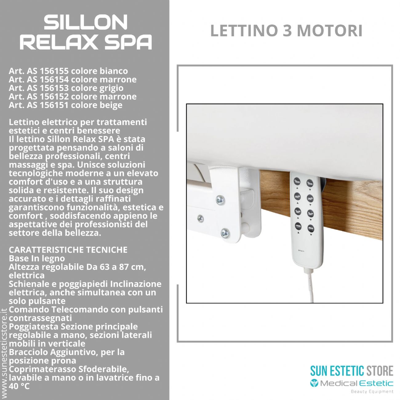 Sillon Relax Spa – Lettino Elettrico con Base in Legno Marrone Chiaro per Estetica e SPA