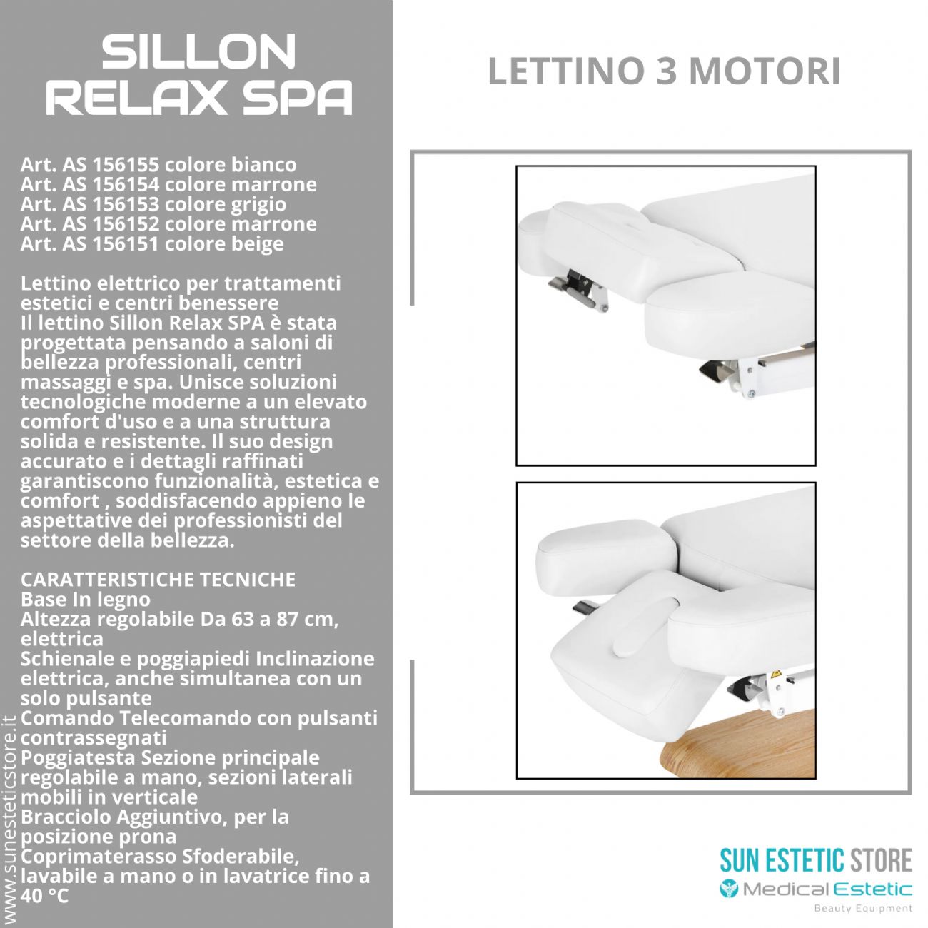 Sillon Relax Spa – Lettino Elettrico con Base in Legno Marrone Chiaro per Estetica e SPA