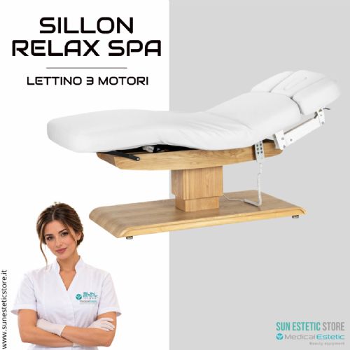 Sillon Relax – Lettino Elettrico con Base in Legno Marrone Chiaro per Estetica e SPA