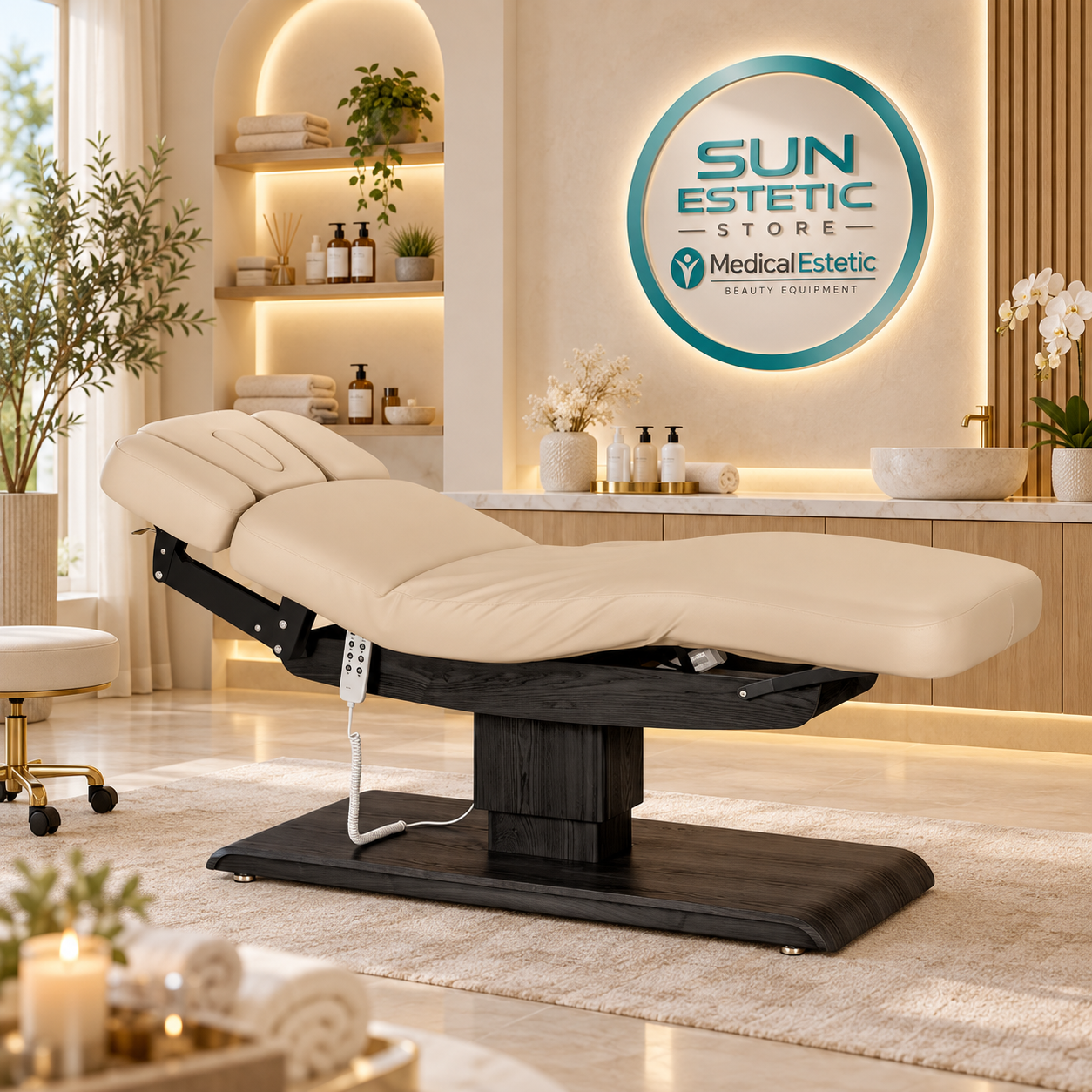 Sillon Relax SPA – Lettino Elettrico con Base Nera per Estetica e Centri Benessere