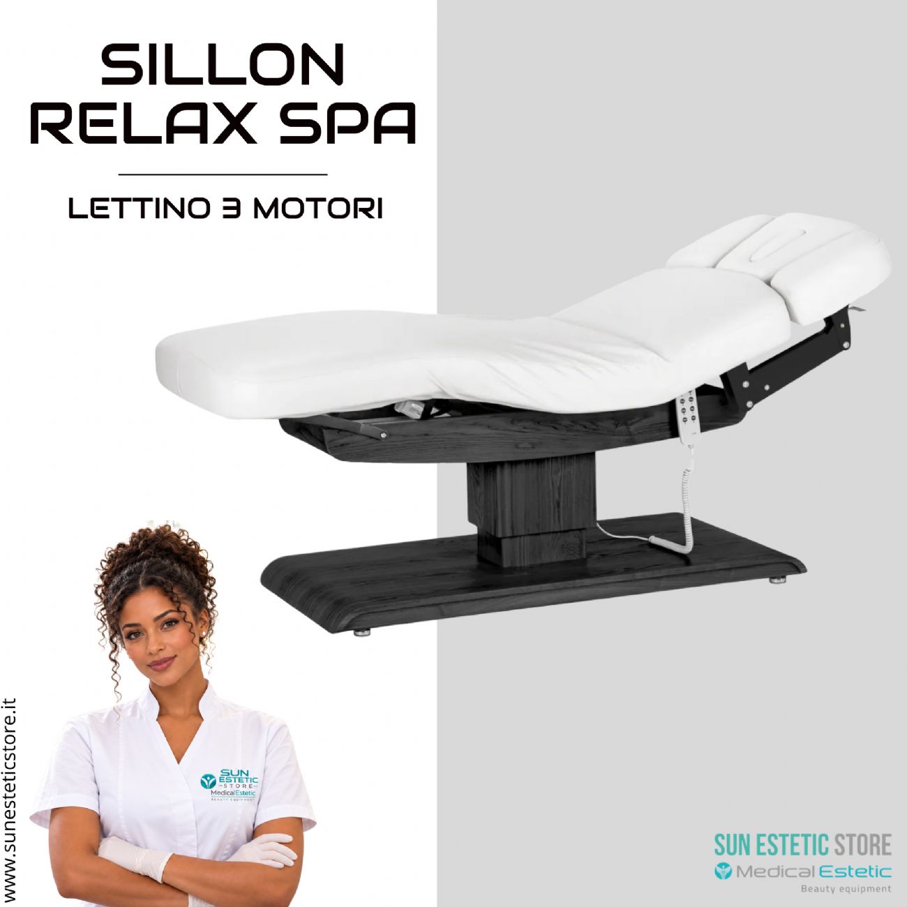 Sillon Relax SPA – Lettino Elettrico con Base Nera per Estetica e Centri Benessere