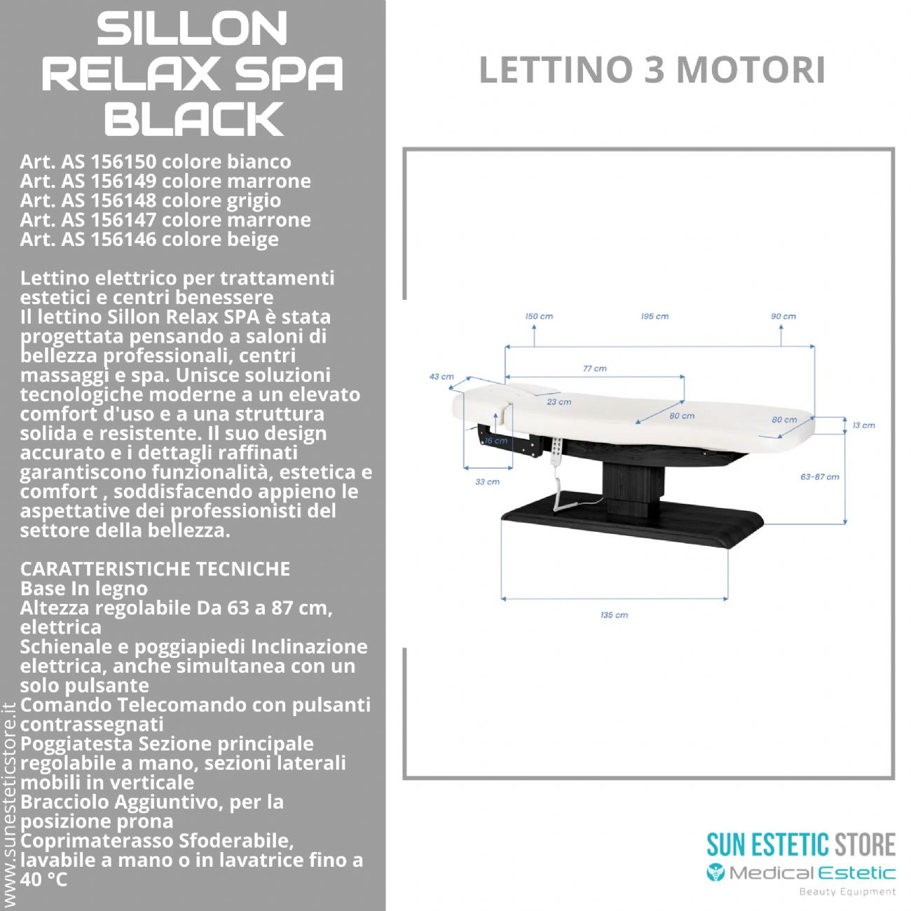 Sillon Relax SPA – Lettino Elettrico con Base Nera per Estetica e Centri Benessere