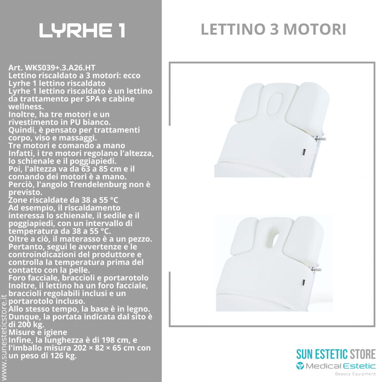 Lyrhe 1 – Lettino Riscaldato 3 Motori per SPA e Cabine Wellness
