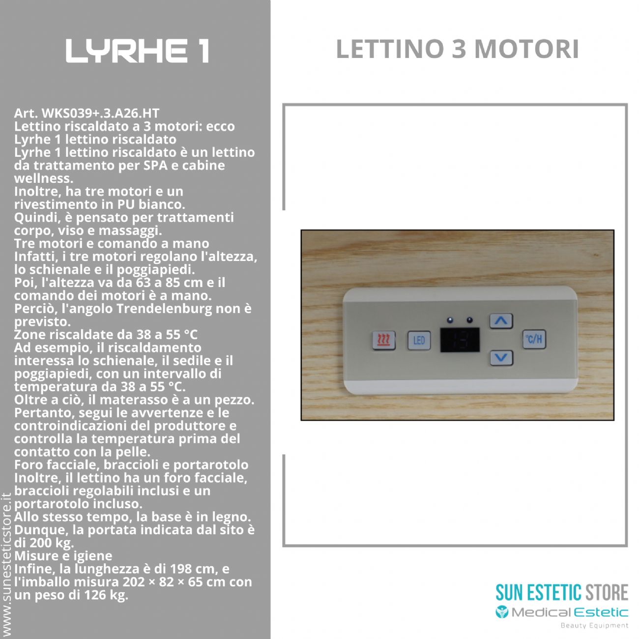 Lyrhe 1 – Lettino Riscaldato 3 Motori per SPA e Cabine Wellness
