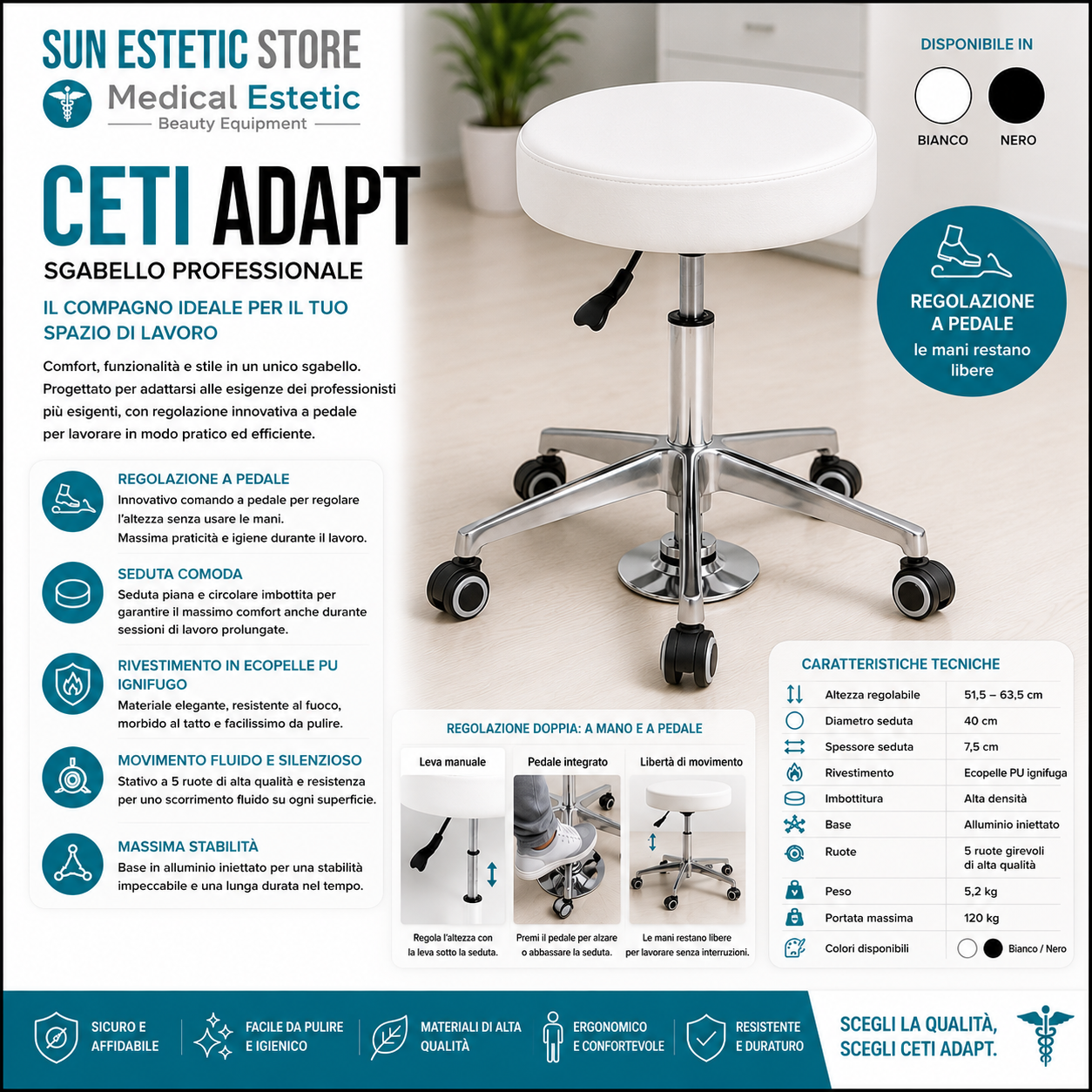 CETI BACK Sgabello regolabile con schienale