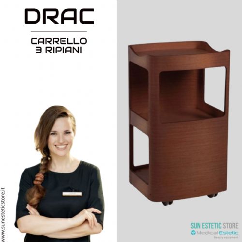 DRAC Carrello in legno 3 ripiani colore bianco