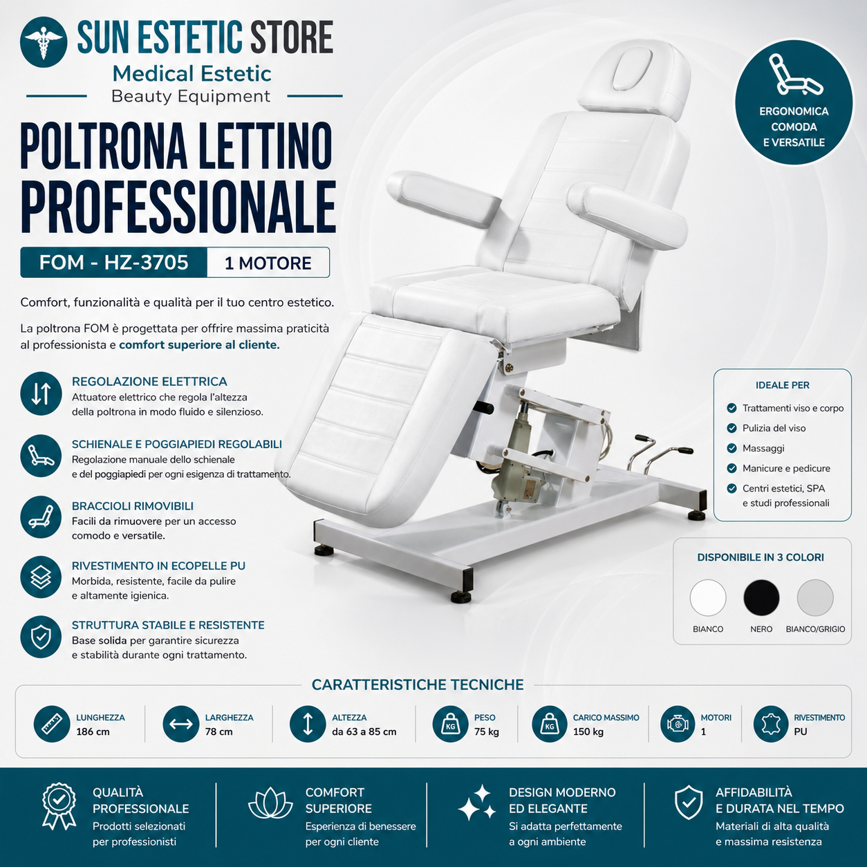 FOM Poltrona lettino elettrica 1 motore