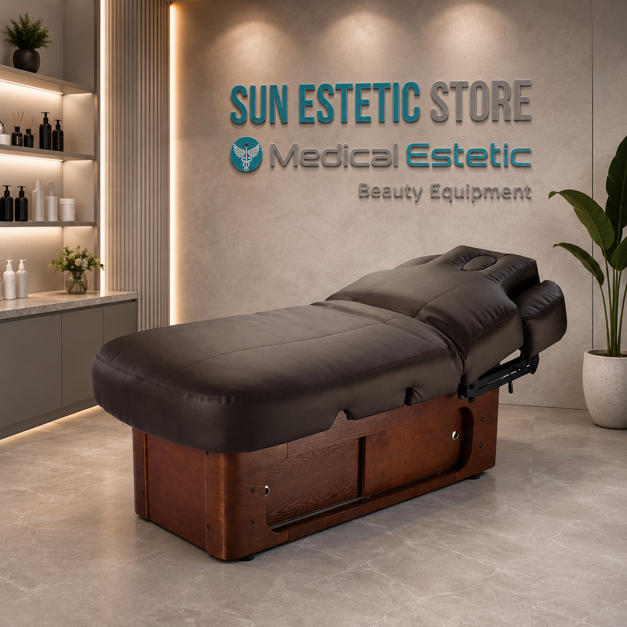 KEID WARM Lettino massaggio SPA in legno 4 motori termoriscaldato con cassettiera portaoggetti
