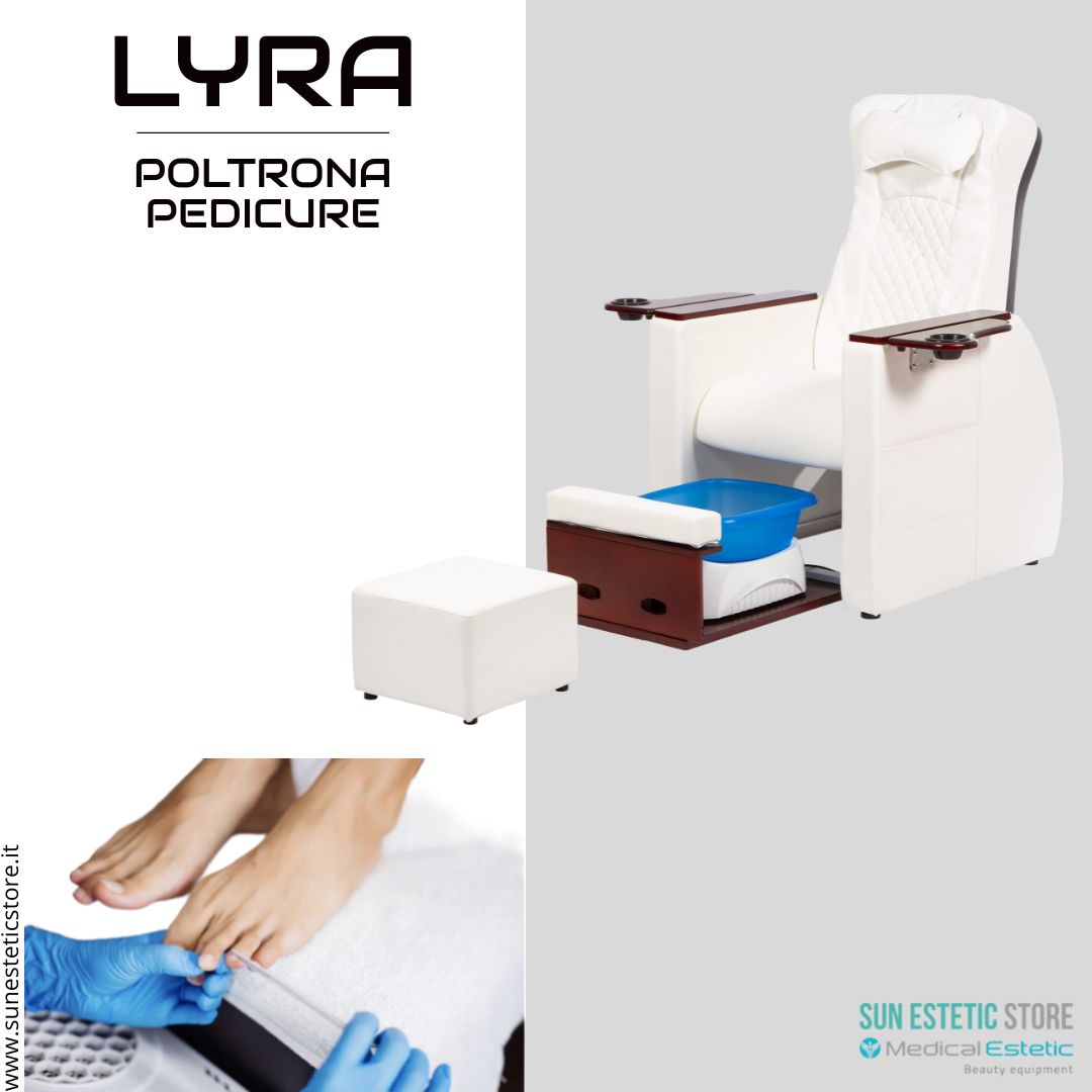 LIRA Poltrona pedicure SPA con massaggio shiatzu e sgabello integrato