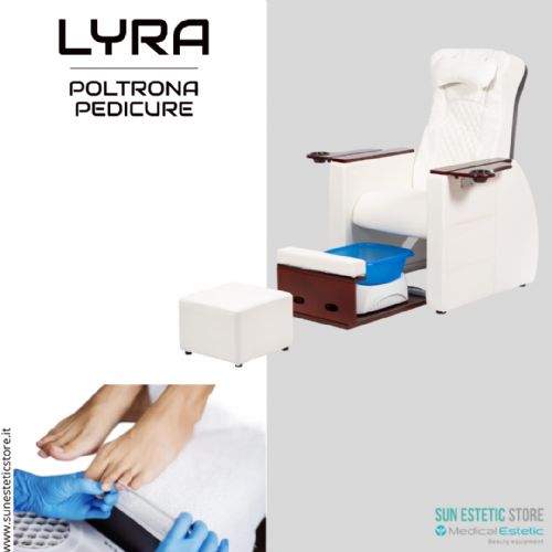 LYRA Poltrona pedicure SPA con massaggio shiatzu e sgabello integrato