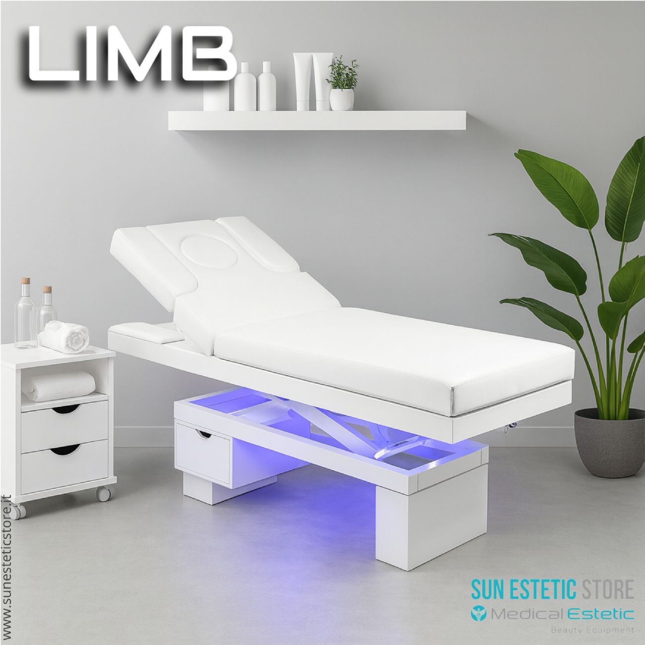 LimbLettino Spa in legno con cassetto base illuminata<br />regolabile 2 motori