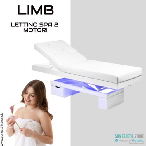 LIMB Lettino Spa in legno con cassetto base illuminata<br />regolabile 2 motori