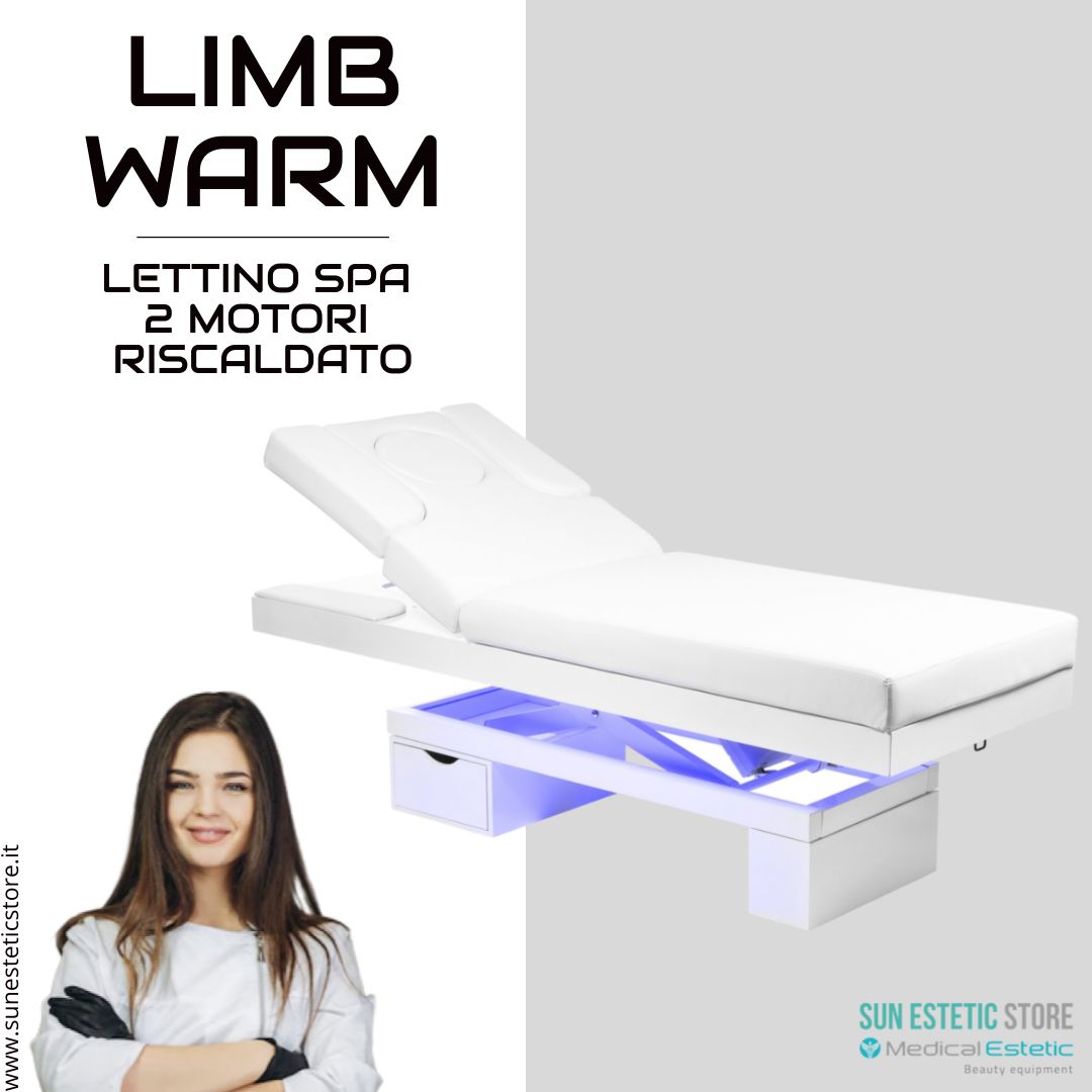 LIMB WARM Lettino Spa in legno con cassetto base illuminata<br />regolabile 2 motori termoriscaldato