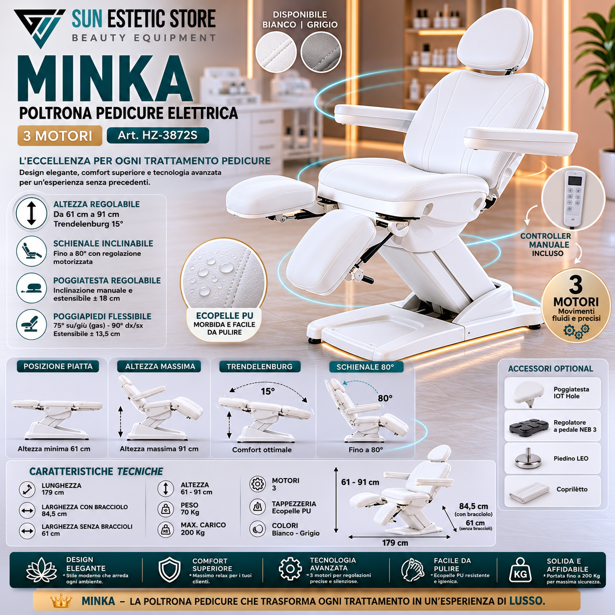 MINKA Poltrona pedicure 3 motori