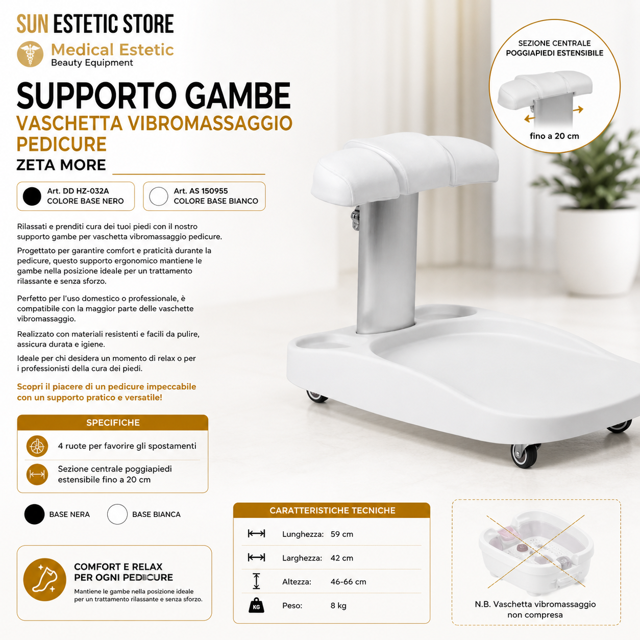 ZETA MORE Supporto gamba pedicure idromassaggio