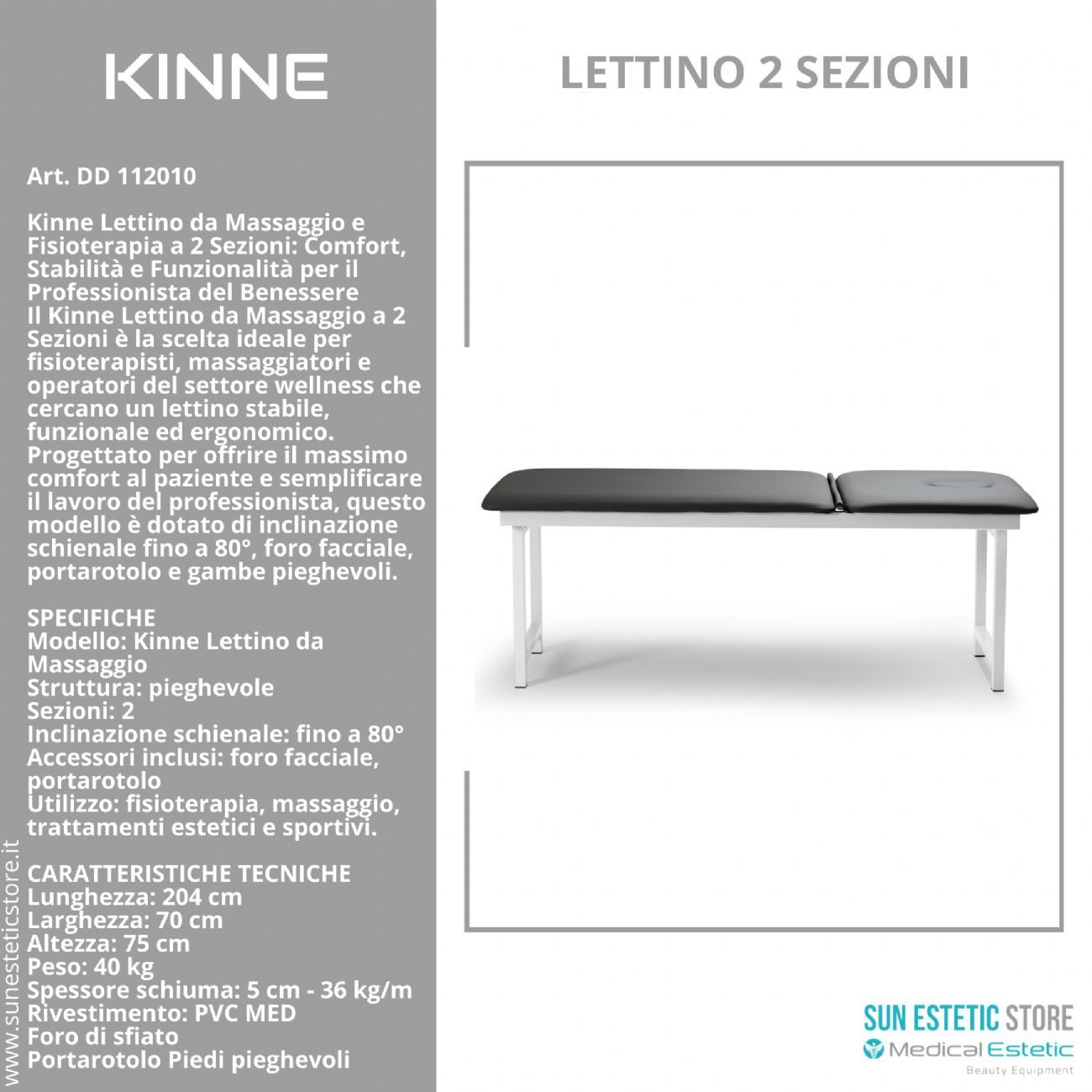 KINNE Lettino massaggio fisso