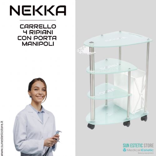 NEKKA Carrello 4 ripiani in vetro  + contenitore