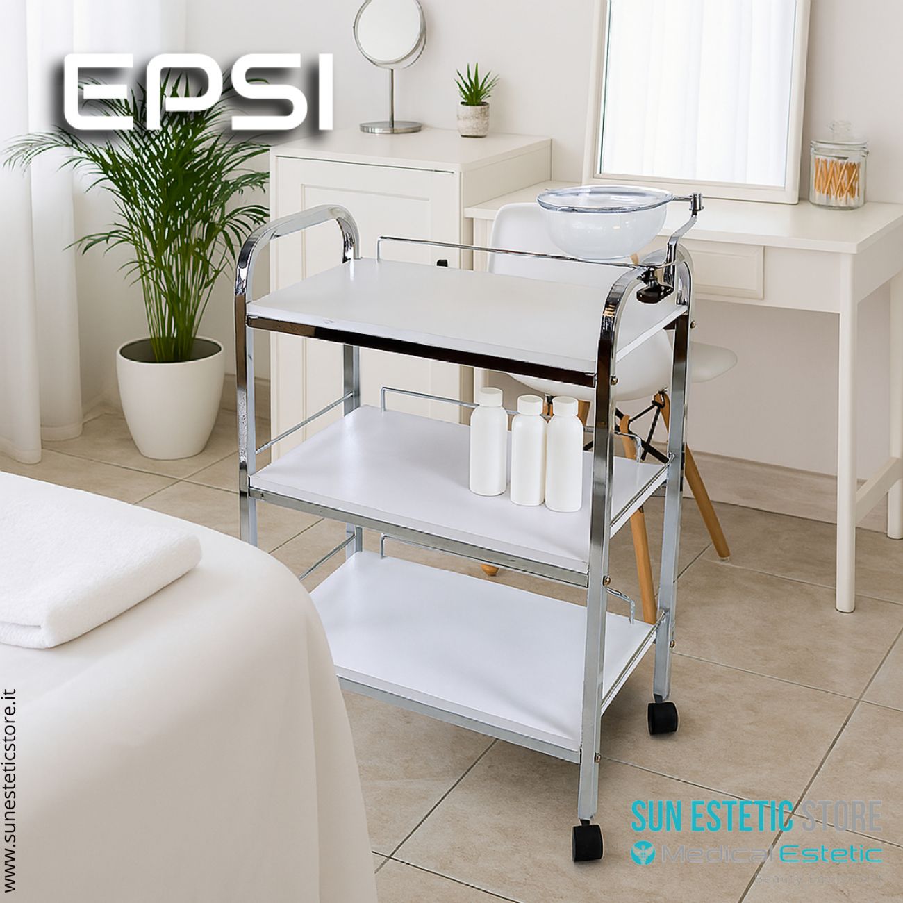 Essi Carrello 3 ripiani con ciotola manicure