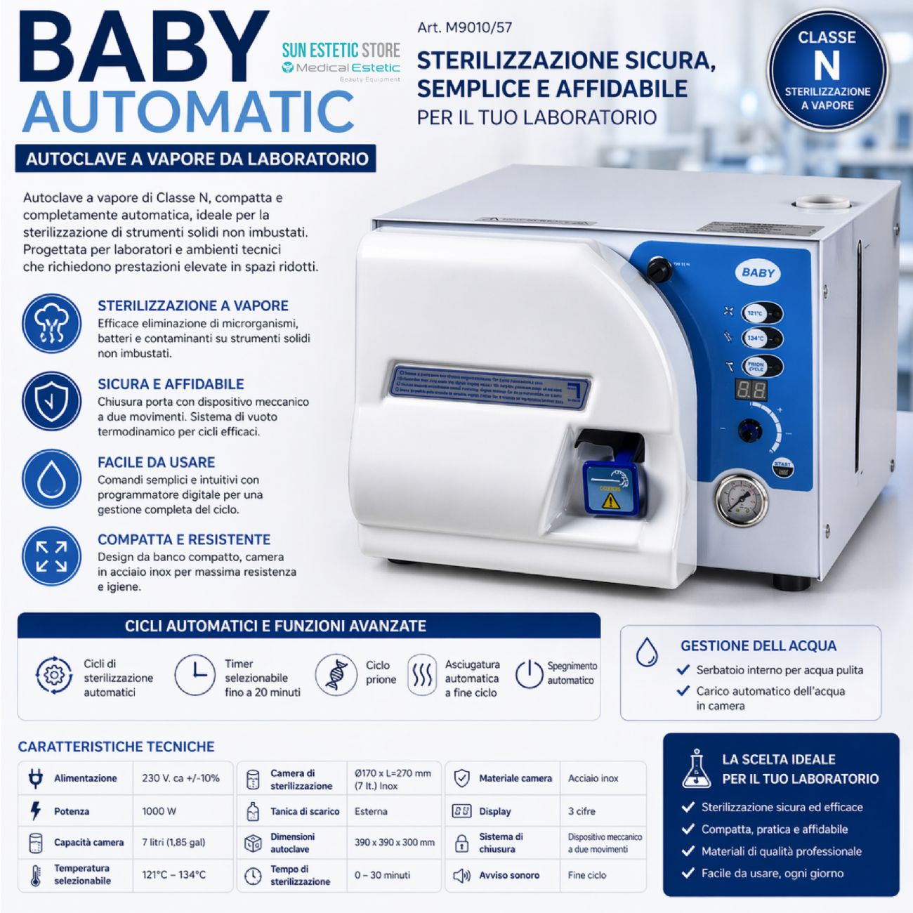 Baby Automatic autoclave 7 lt con programmatore