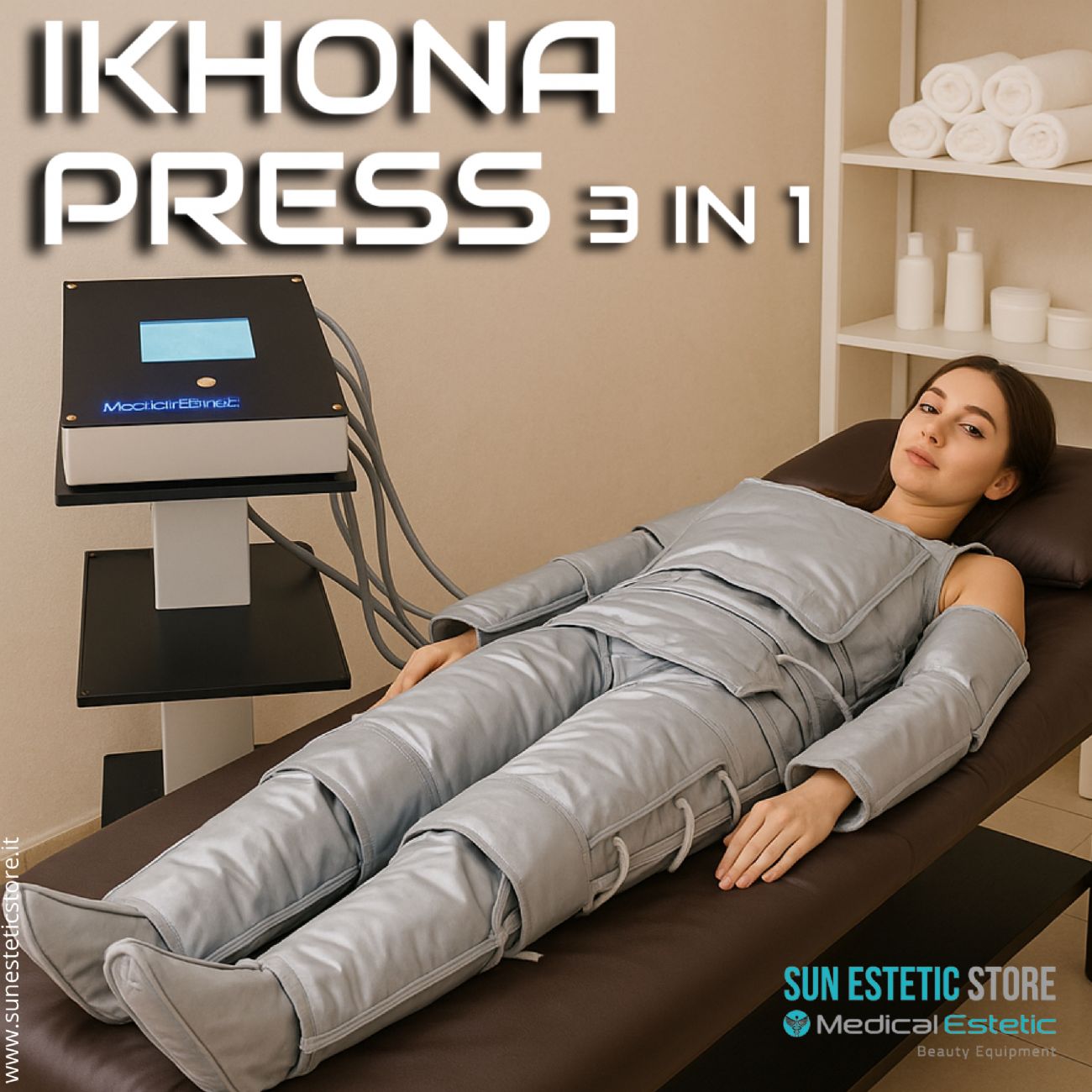 KHONA PRESS 3 IN 1 Pressoterapia + infrarossi + elettrostimolatore