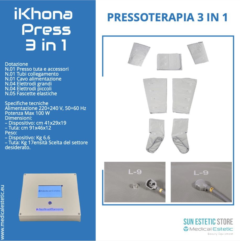 iKhona Press 3 IN 1 Pressoterapia + infrarossi + elettrostimolatore