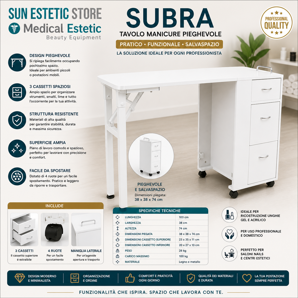 SUBRA Tavolino unghie nails smontabile
