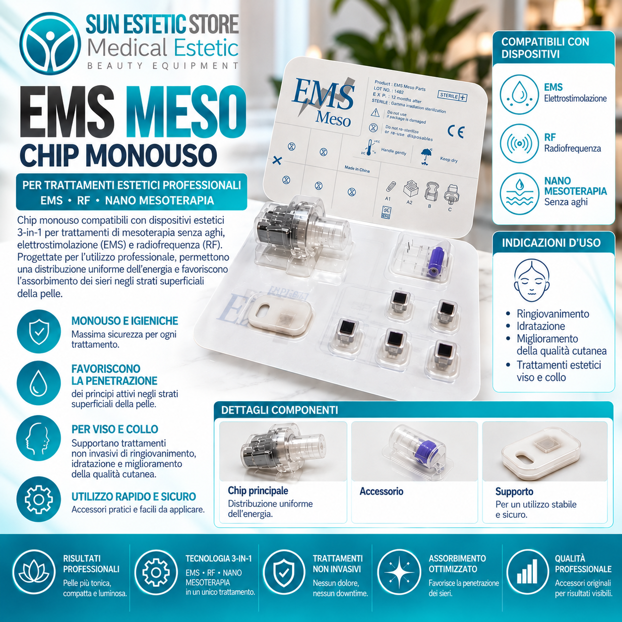 Blister N°1 KIT testine ricambio per apparecchiatura Mesodermal mesoterapia