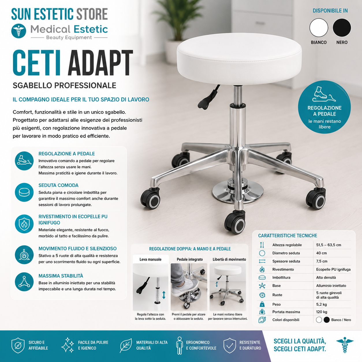 Ceti Adapt sgabello regolabile senza schienale