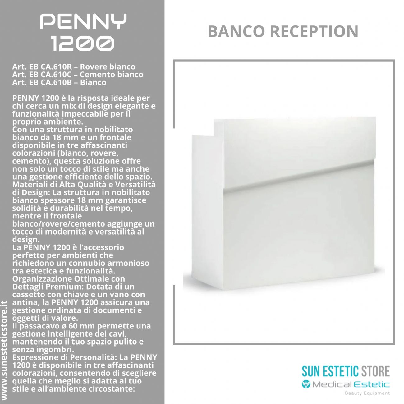 Penny 1200 Cassa Reception negozio con scomparti e cassetto porta tastiera