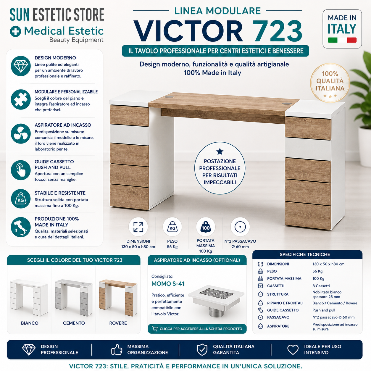 Victor 723 Tavolino manicure Nails con cassettiere