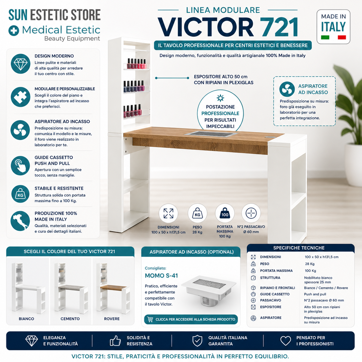 Victor 721 tavolino manicure nails con mensola