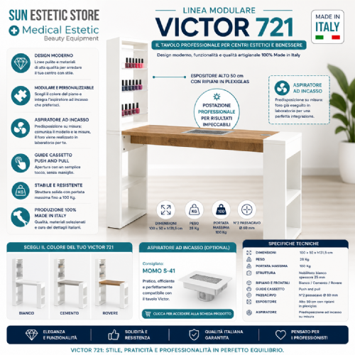 Victor 721 tavolino manicure nails con mensola