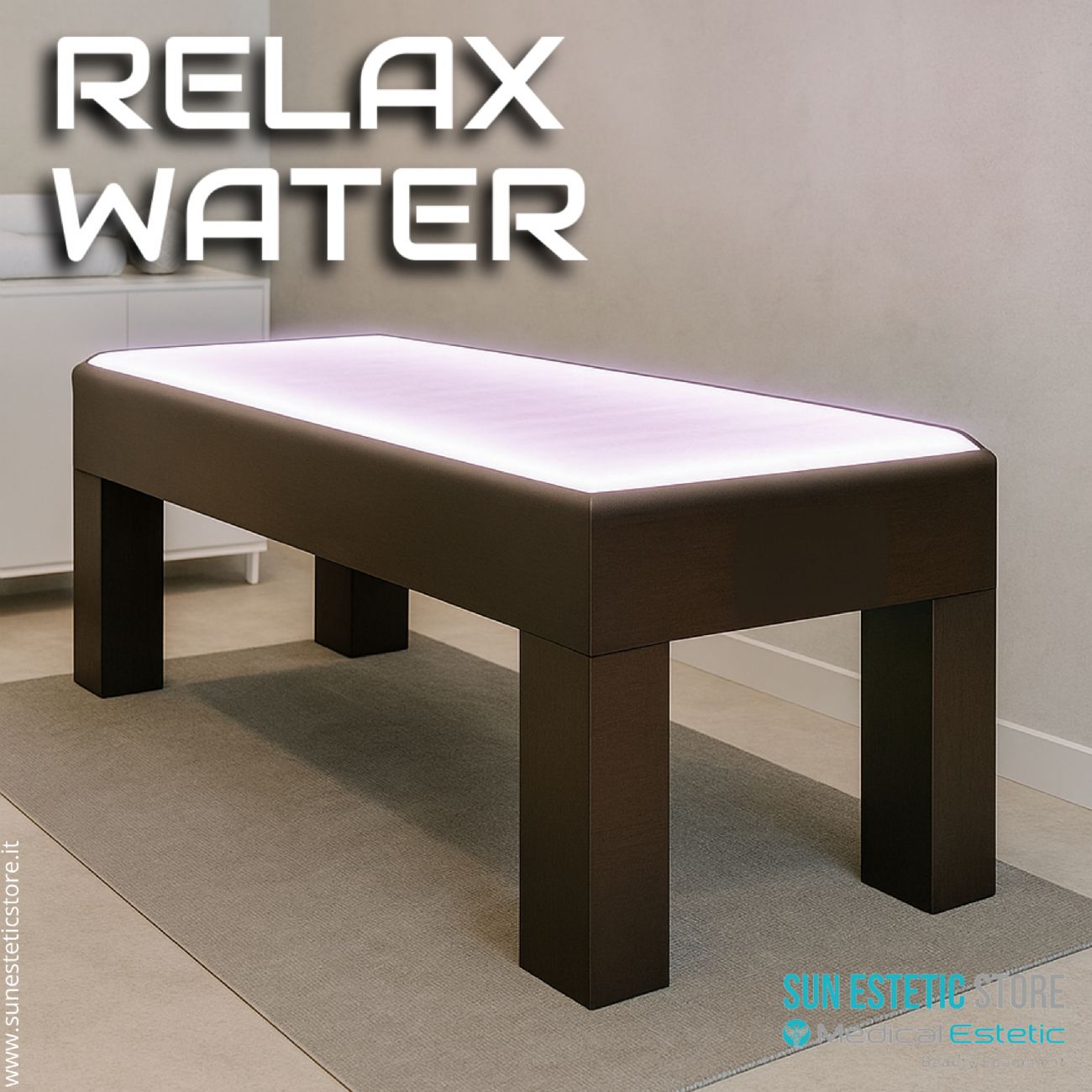 Lettino ad acqua termoriscaldato con cromoterapia wellness estetica spa