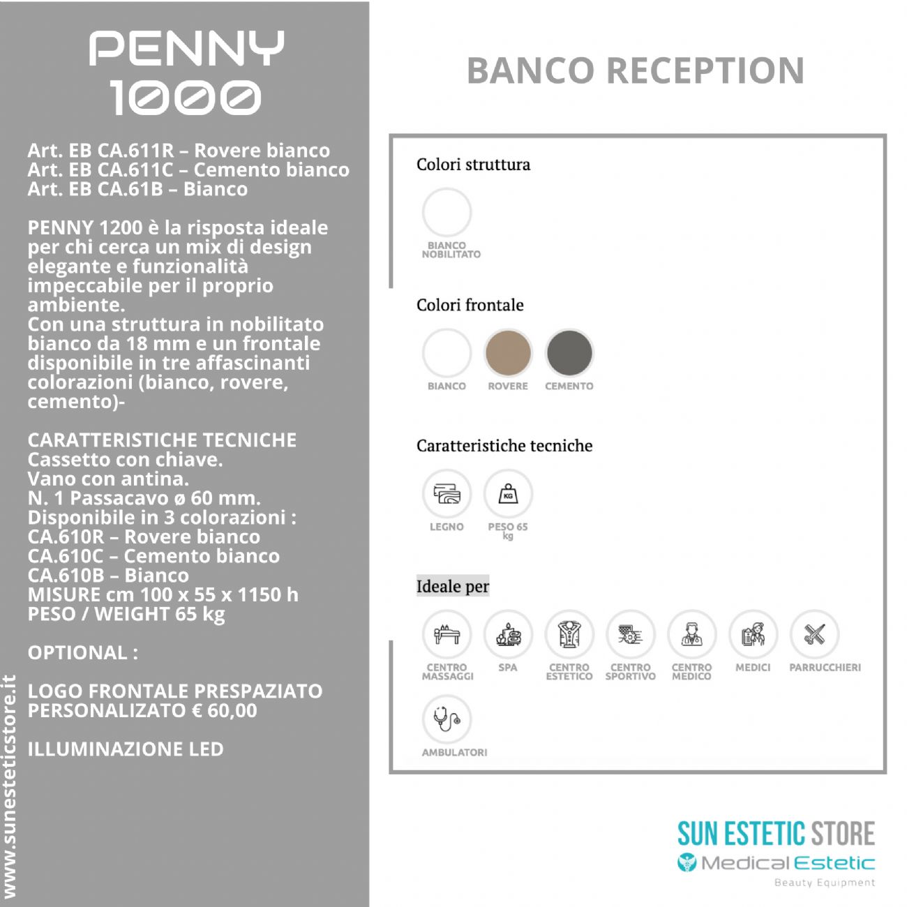 Penny 1000 Cassa Reception negozio con scomparti e cassetto porta tastiera