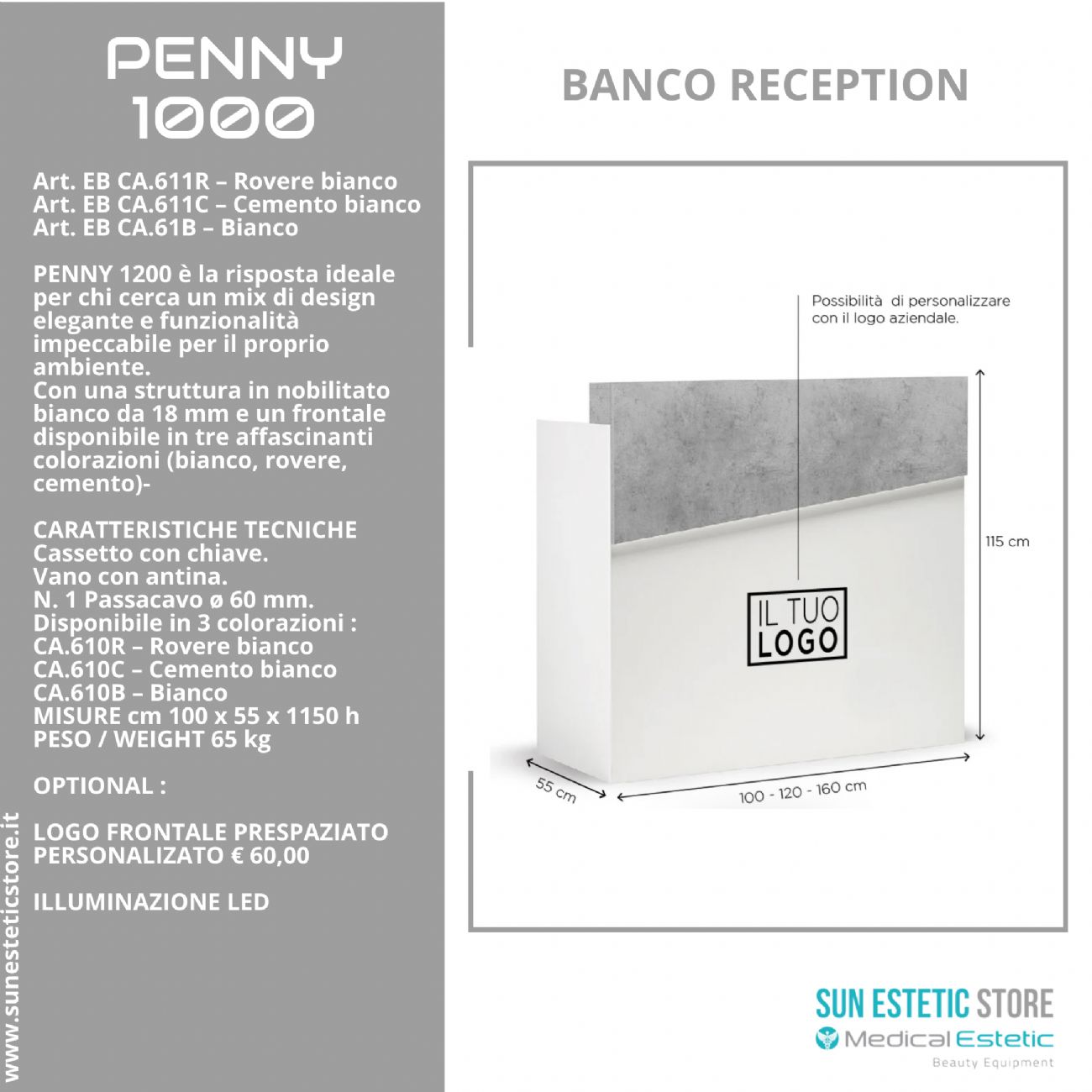 Penny 1000 Cassa Reception negozio con scomparti e cassetto porta tastiera