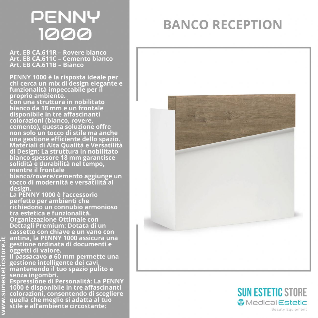 Penny 1000 Cassa Reception negozio con scomparti e cassetto porta tastiera