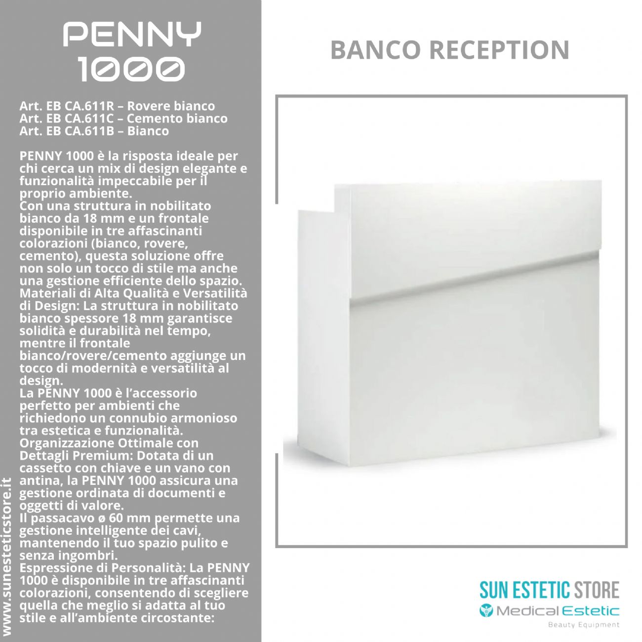 Penny 1000 Cassa Reception negozio con scomparti e cassetto porta tastiera