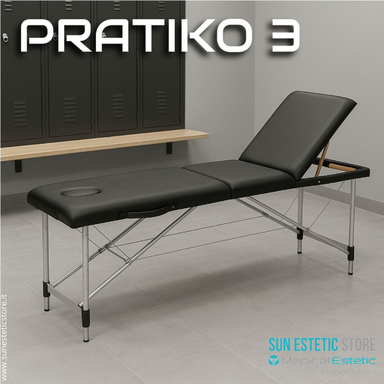 Pratiko 3 lettino da massaggio portatile in alluminio 3 sezioni estetica