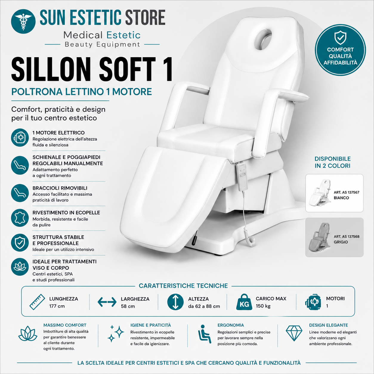 Sillon Soft 1 poltrona lettino 1 motore estetica